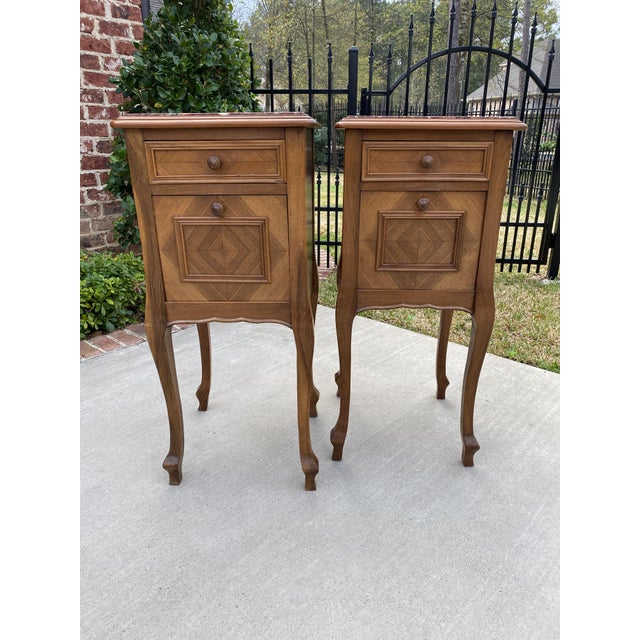 1920s Antique French Walnut Marble Top Nightstands a Pair Chairish