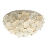 Murano Round Floral Glass Flush Mount Light, Italian 1970s For Sale