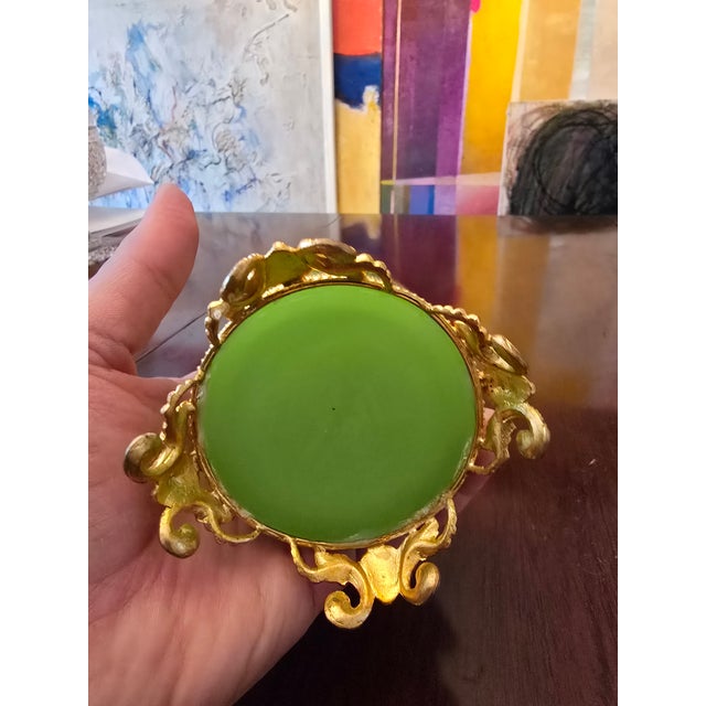 A very fine antique museum quality about 200 years old french opaline perfume bottle. Having a jade like opaline art glass...