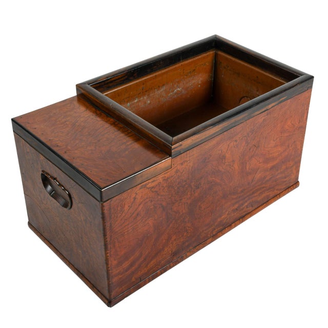 Wood Japanese Burlwood Hibachi With Drawers and Copper Liner, Meiji-Style For Sale - Image 7 of 9