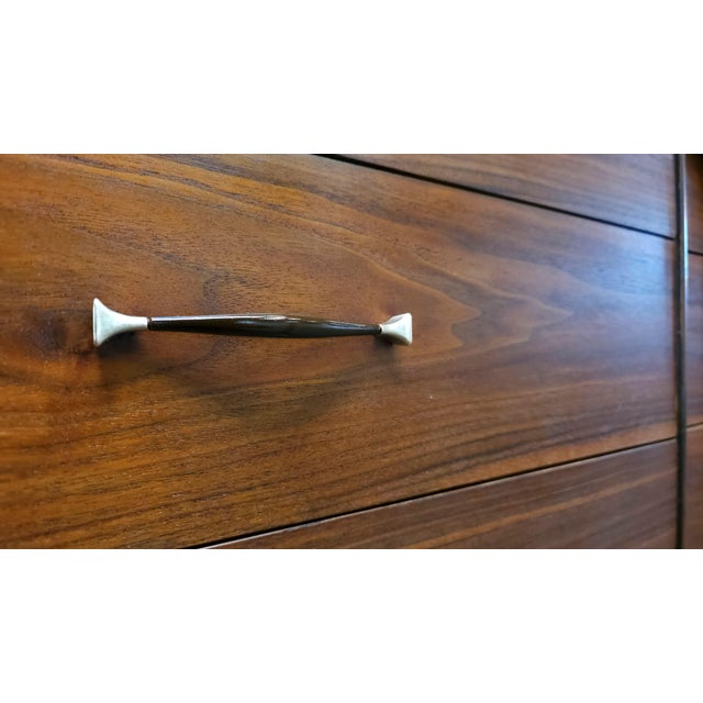 1960s Walnut Original Mid Century Modern Tall Dresser Highboy For Sale - Image 11 of 13