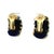 Metal 1960 Estate Blue Agate & 14k Gold Ribbed Earrings For Sale - Image 7 of 14