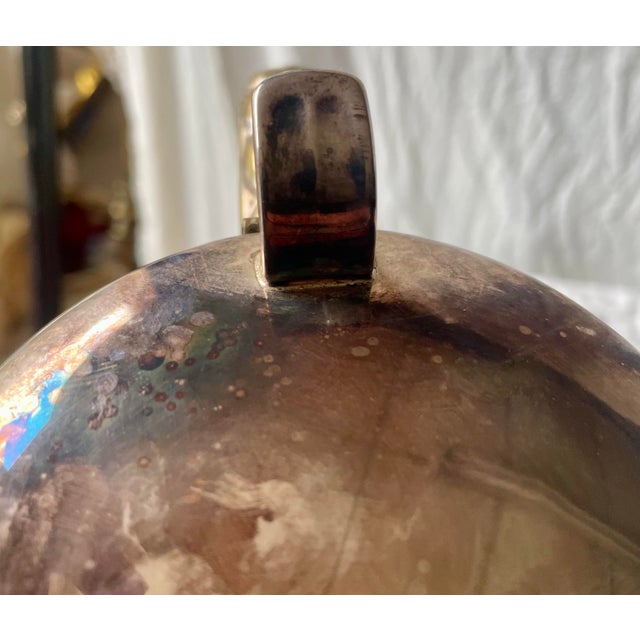 Mid 20th Century Silver Plate Handle Holding Top Cut Glass Bulbous Serving Water Pitcher Ewer Jug For Sale - Image 9 of 12