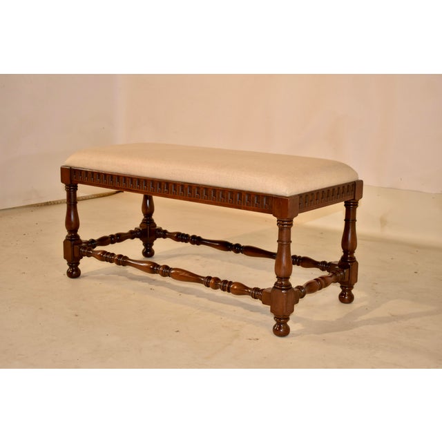 1900 - 1909 English Edwardian Oak Bench, Circa 1900 For Sale - Image 5 of 7