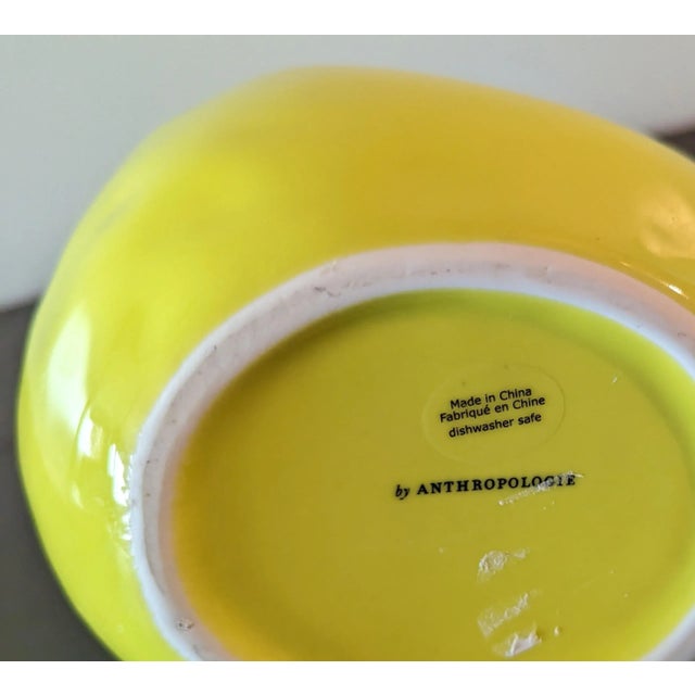 Anthropologie Anthropologie Bright Yellow Pitcher Black Accented For Sale - Image 4 of 5