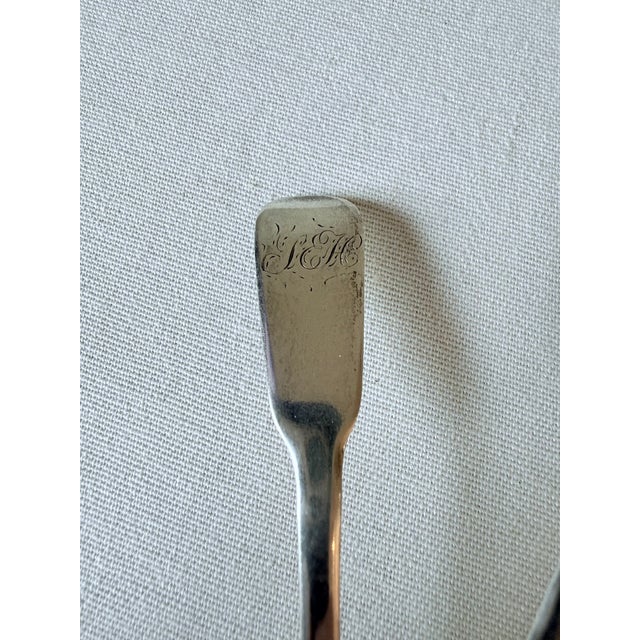 Vintage Sterling Silver Salt Spoons, Monogrammed, a Pair For Sale In Portland, OR - Image 6 of 8