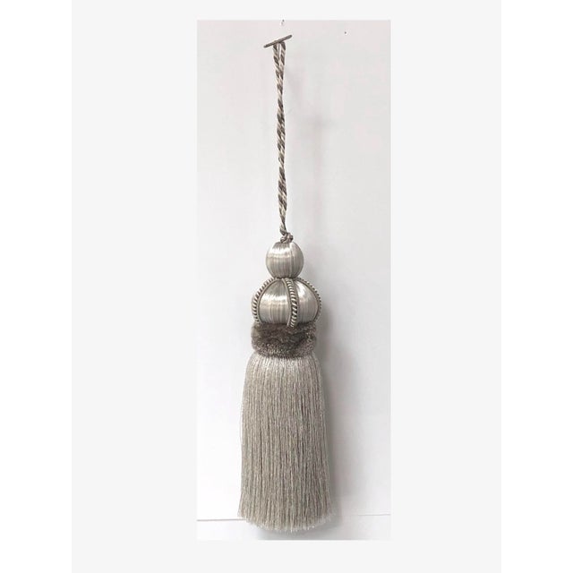 Dove Gray Dove Gray Satin Key Tassel With Platinum Velvet and Gimp Details For Sale - Image 8 of 15