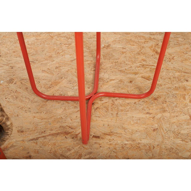 Side Table with Armchairs in Red Lacquered Tubular Steel, 1920s, Set of 3 For Sale - Image 10 of 18