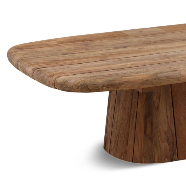 2020s Modern Rustic Rounded Plank Teak Coffee Table For Sale - Image 5 of 5
