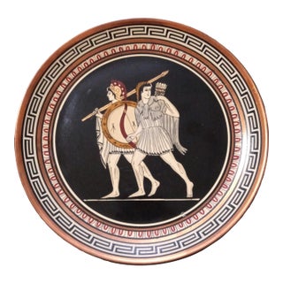 Gorgeous Enamel on Copper Made in Greece Hand Painted Plate For Sale
