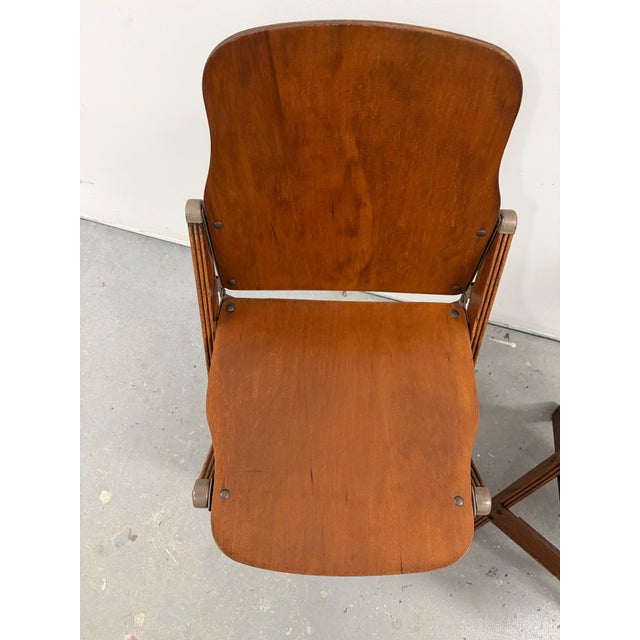 1940s Pair 1940s American Seating Company Wood Folding Chairs Excellent Condition For Sale - Image 5 of 11
