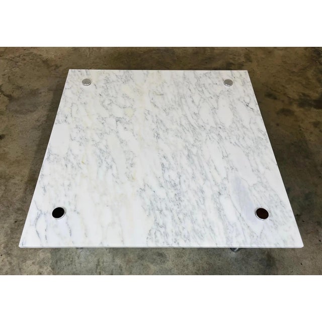 Mid-Century Carrara Marble Square Cocktail Table in the Manner of Katavolos For Sale In Philadelphia - Image 6 of 10