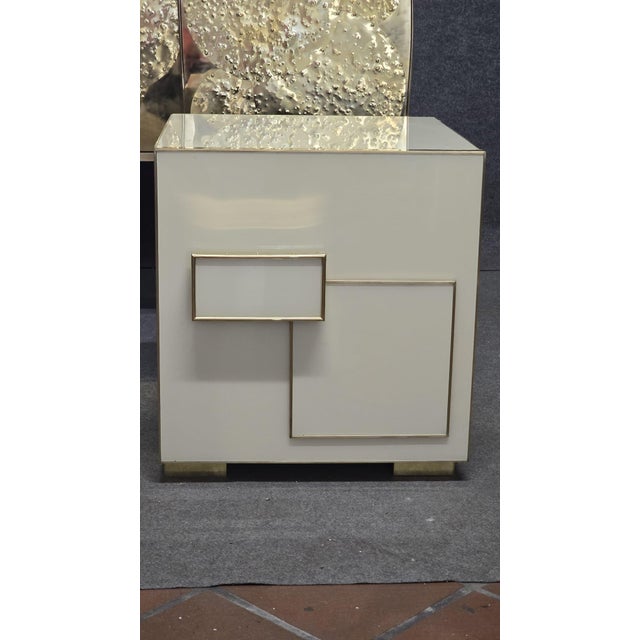 Gold Italian Ivory Murano Glass and Brass Nightstand from Justfurnituress SRL For Sale - Image 8 of 13