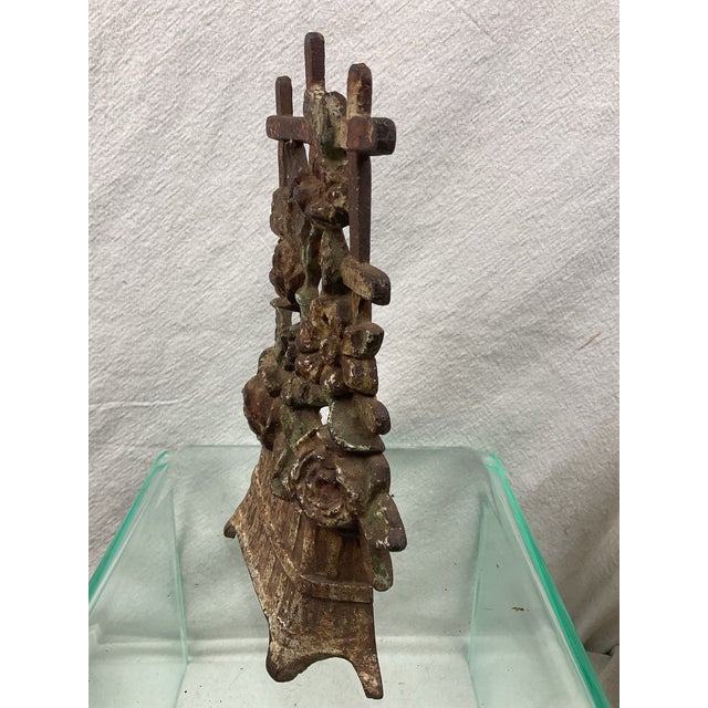 Farmhouse Antique Iron Floral on Trellis in Basket Doorstop For Sale - Image 3 of 8