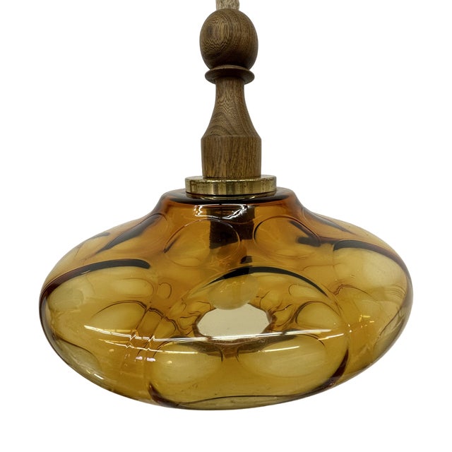 Mid-Century Glass Pendant Lamp, 1970s For Sale