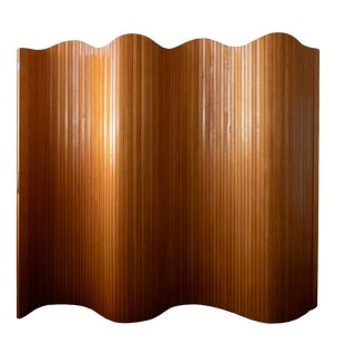 French Art Deco Pine Tambour Room Divider by Jomain Baumann for Baumann, 1930s For Sale