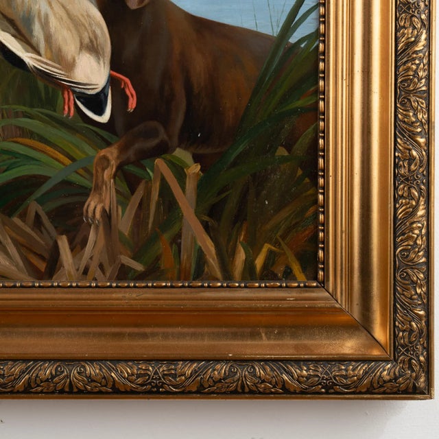 Late 19th Century Original Oil on Canvas Painting of Retriever With Duck, Denmark Dated 1899 For Sale - Image 5 of 12