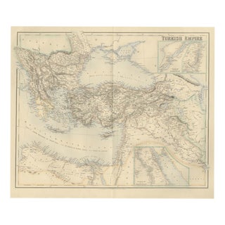 Antique Map of the Turkish Empire with the Dardanelles and Bosporus, 1860 For Sale