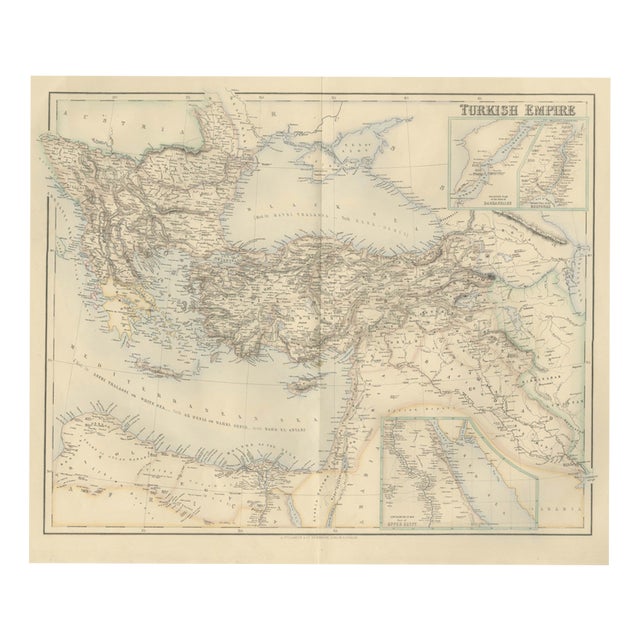 Antique Map of the Turkish Empire with the Dardanelles and Bosporus, 1860 For Sale