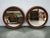 A striking pair of Italian Space Age illuminated round mirrors dating from the 1970s. The mirrors feature sculptural...
