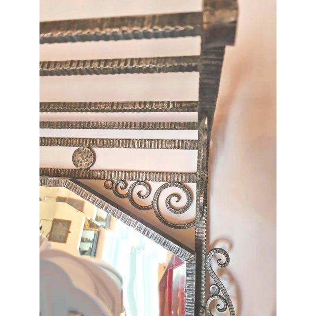 Art Deco Mirror and Wrought Iron Shelf For Sale - Image 6 of 11