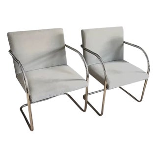 Mid Century Knoll International Brno Tubular Chrome Cantilever Chairs - Signed and Dated 1979 For Sale