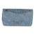 Blue Bleached Chain Printed Denim Medium Classic Double Flap Bag For Sale