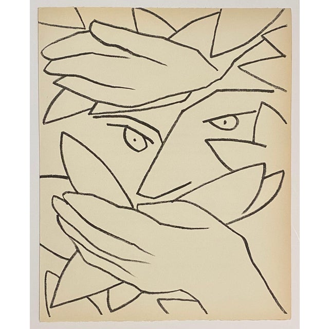 Modern Françoise Gilot, Hiding Head Original French Mourlot Modernist Lithograph, 1950s Francois Gilot, 1951 For Sale - Image 3 of 4
