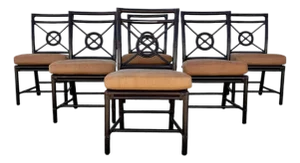 McGuire Rattan Target Back Dining Chairs Set of 6