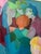 Large-scale contemporary figurative abstract painting featuring a striking composition of faceted figures rendered in...