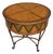 Butler Specialty Co. Hand-Painted Tooled Leather & Iron Drum Accent Table For Sale