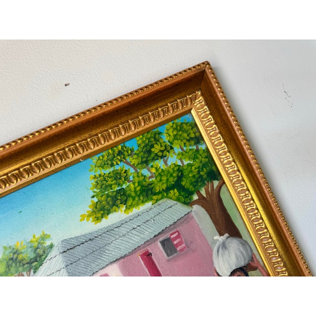 Vintage Haitian Oil on Canvas Painting by Louines Mentor For Sale - Image 11 of 12