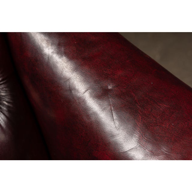Vintage Burgundy Tufted Leather Chesterfield Club Chair For Sale - Image 14 of 18