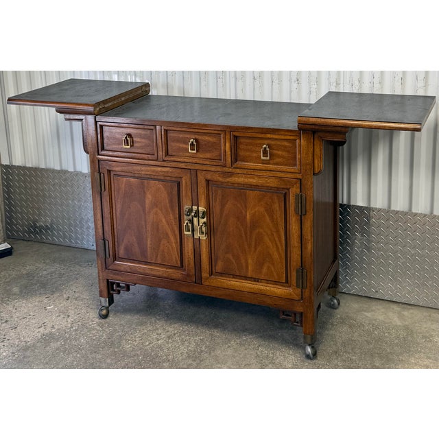 Century Furniture Vintage Century Furniture Hollywood Regency Ming Flip Top Server Cart For Sale - Image 4 of 10