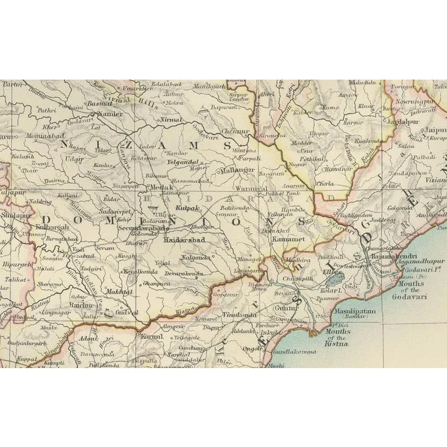 Title: Antique Map of Southern India and South Eastern Provinces, 1903, with Intricate Detail : This antique map, titled...