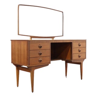1960s Mid Century Modern Vintage Teak Vanity Desk by Butilux For Sale