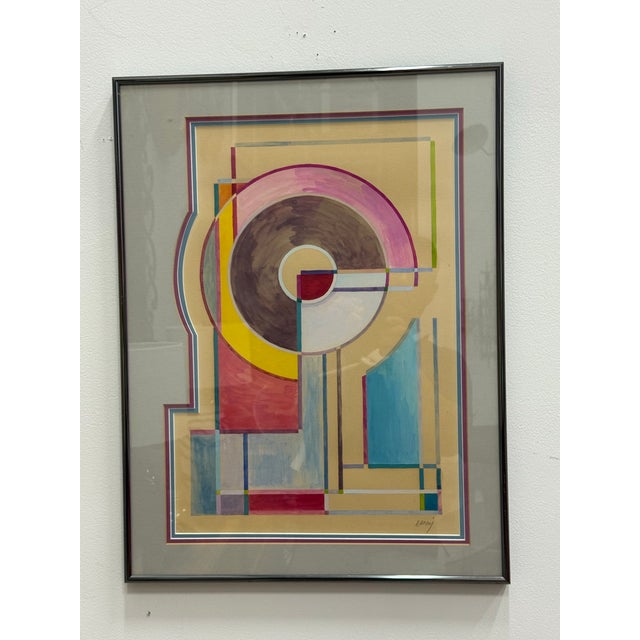 Abstract Modernist Geometric Mix Media After Sonia Delaunay For Sale In Miami - Image 6 of 9