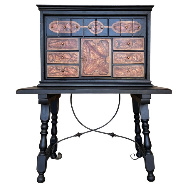 20th Century Spanish Baroque Style Cabinet on Stand, Bargueno or Varqueno For Sale - Image 15 of 18