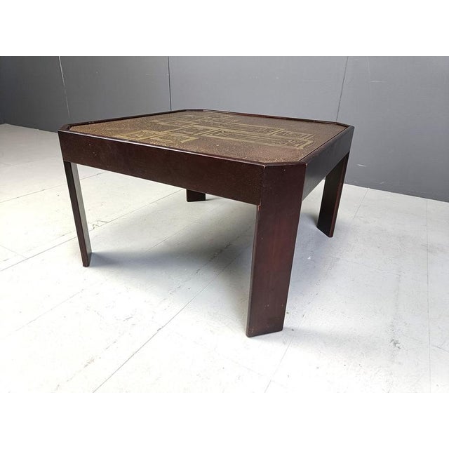 Vintage Etched Brass Side Table, 1970s For Sale - Image 9 of 11