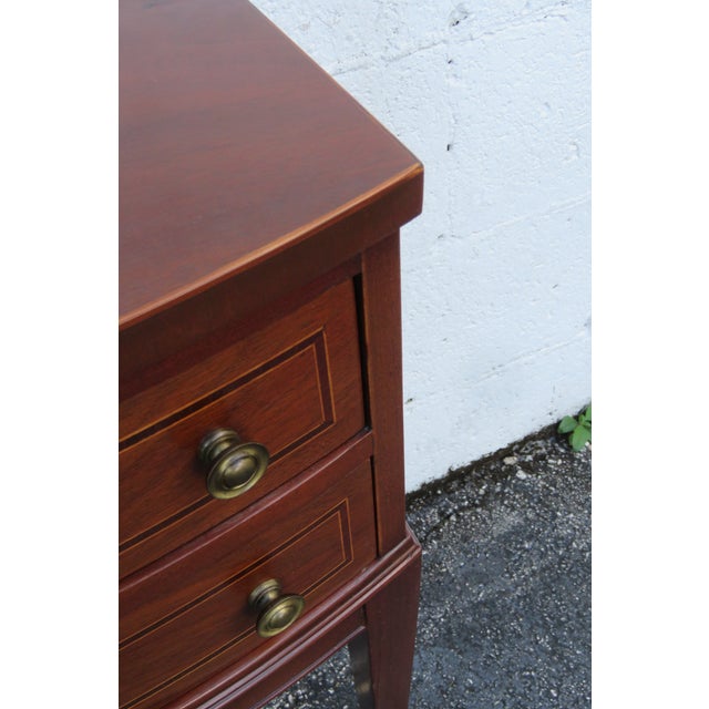 Brown 1940s Tall Bow Front Mahogany Nightstand Side End Table 6163 For Sale - Image 8 of 15