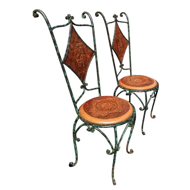 Animal Skin Exceptional Pair of Elegant Iron and Leather Brutalist 1970s French Chairs With Enduring Strength. For Sale - Image 7 of 12