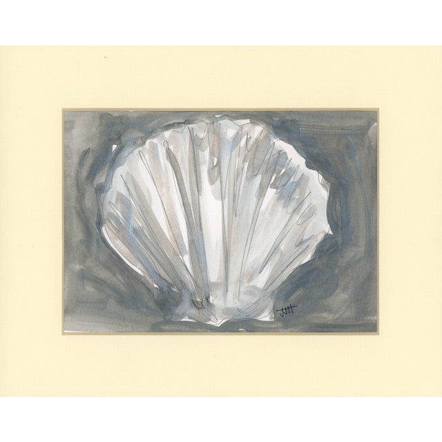 Contemporary Altered Visage, Framed Contemporary Seashell Watercolor and Pencil Painting by Jj Hogan For Sale - Image 3 of 10