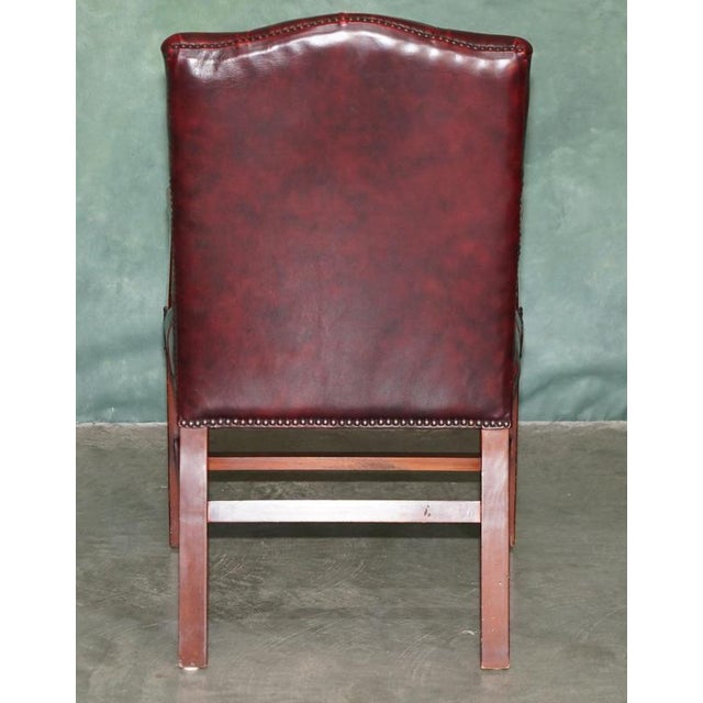 Georgian Oxblood Leather and Hardwood Gainsborough Library Armchair For Sale - Image 13 of 17