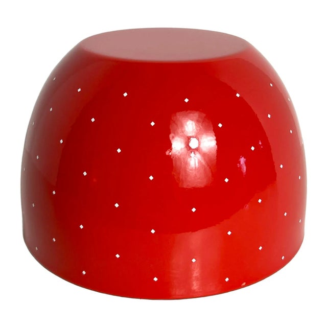 Mid Century Modern Ampler Ejiry Red White Enamel Bowl 1960's MCM red enamelware bowl with small white diamonds by Ampler...