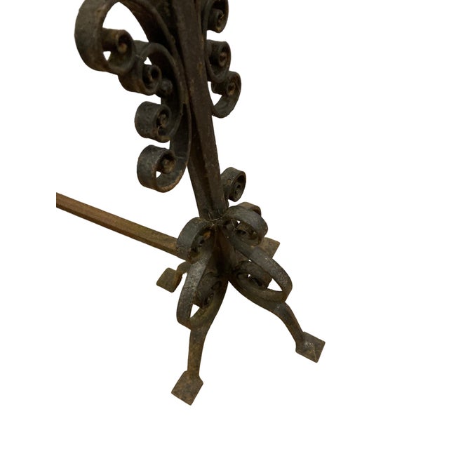 Large French Wrought Iron Fire Dogs, Set of 2 For Sale - Image 6 of 18