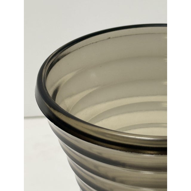 Art Deco Vases of Ribbed Smoked Glass and Chrome - From France (Two Available) For Sale - Image 10 of 15