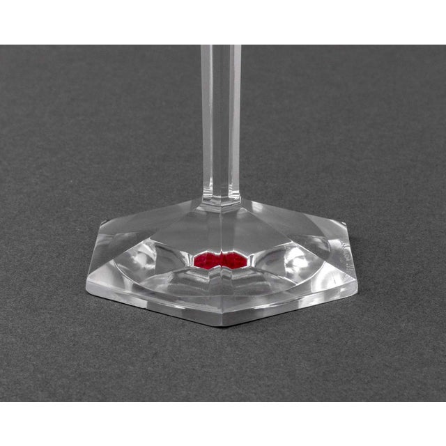 Late 20th Century Val St. Lambert Red Cut Crystal Wine Glasses, 8 For Sale - Image 5 of 11