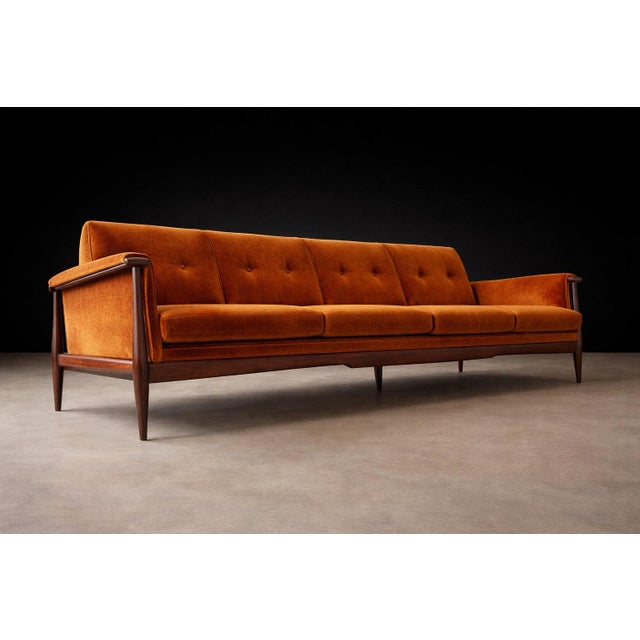 Wood “Canoa” Sofa in Brazilian Rosewood & Mohair, Liceu De Artes E Ofícios, Brazil, 1960s For Sale - Image 7 of 14