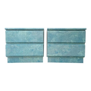 Postmodern Aquaponic Lacquer Laminate Nightstands - a Pair For Sale