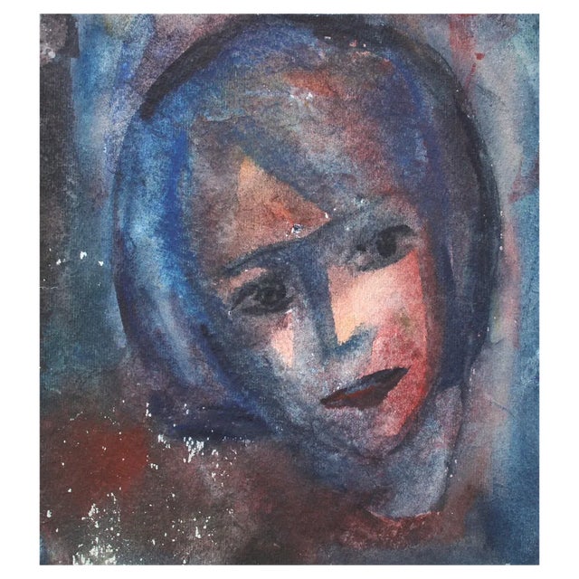Dzidra Ezergaile, Portrait, 1960s, Watercolor on Paper For Sale